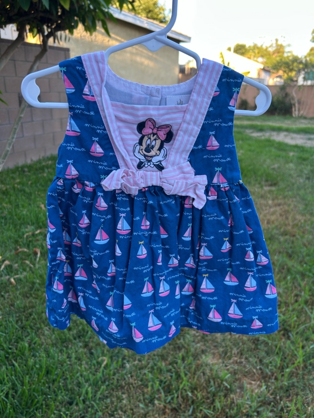 Disney Pink & Navy Minnie Mouse Sailboat Bib Dress